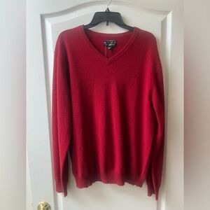 Club Room 100% Cashmere V-Neck Sweater in Rich Red, Large New!